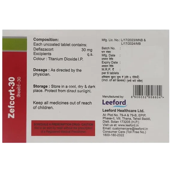 zefcort 30mg tablet 6's